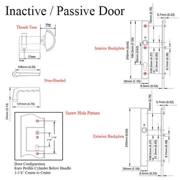 HOPPE MULTIPOINT LOCK HANDLESET, A117/ 2246N, FRANKFURT, ALUMINUM, INACTIVE - CLEAR ANODIZED , 2439199